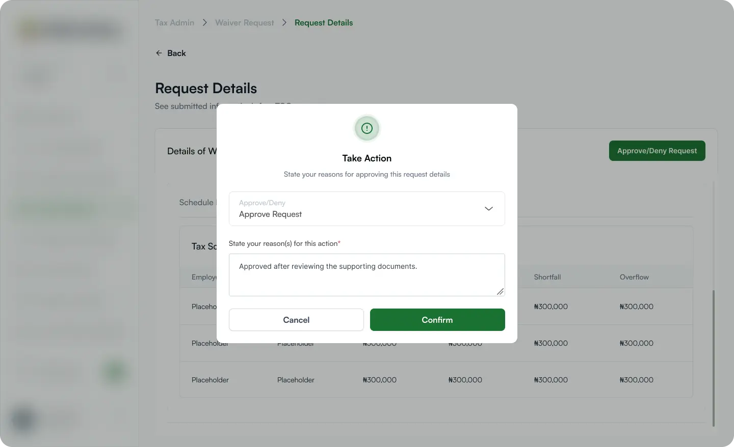 RevOp taxpayer waiver request details